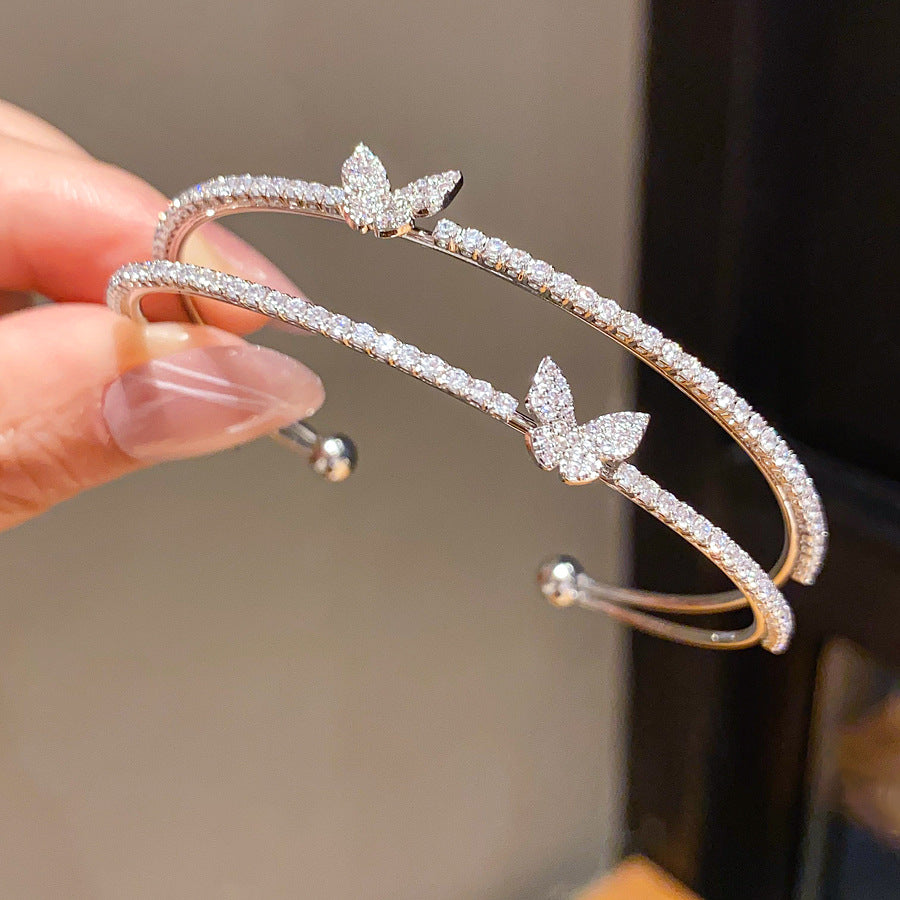 Elysia™ Zircon Butterfly Double Layer Bracelet