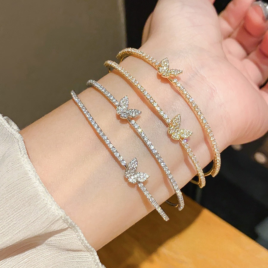 Elysia™ Zircon Butterfly Double Layer Bracelet