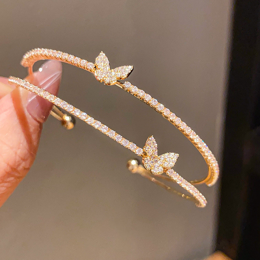Elysia™ Zircon Butterfly Double Layer Bracelet