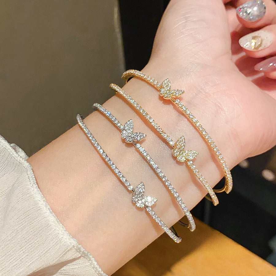Elysia™ Zircon Butterfly Double Layer Bracelet