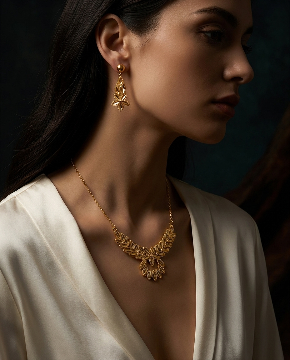 Vivienne™ Gold Necklace and Earrings Set