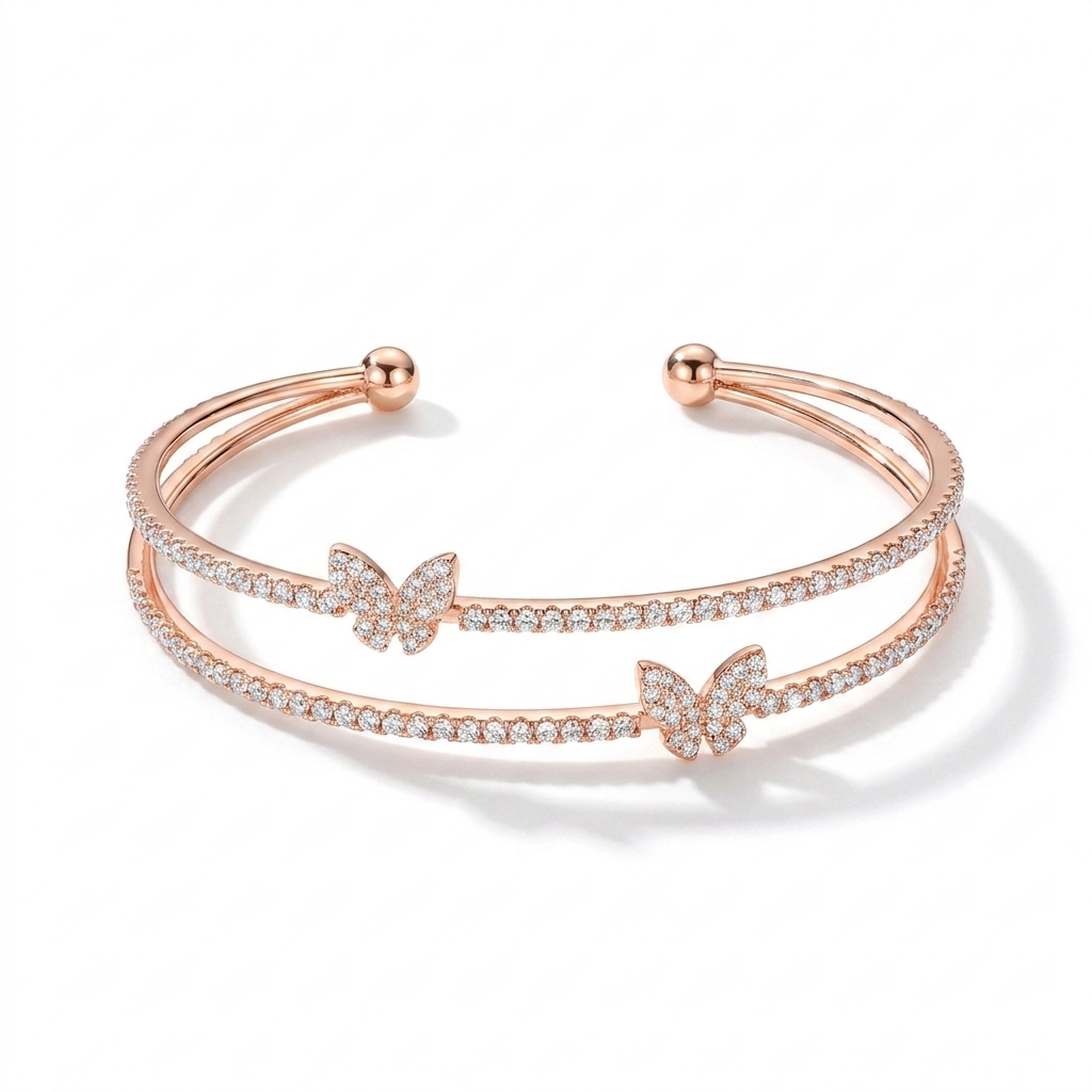 Elysia™ Zircon Butterfly Double Layer Bracelet